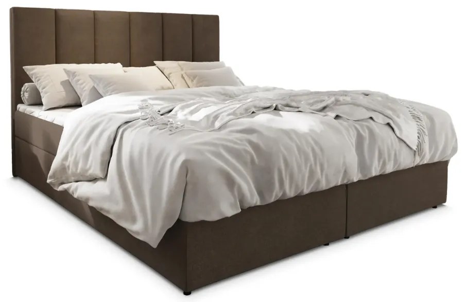 Pat boxspring tapisat MERALIS 160x200 cm maro Saltele: Saltea cu arcuri Bonell