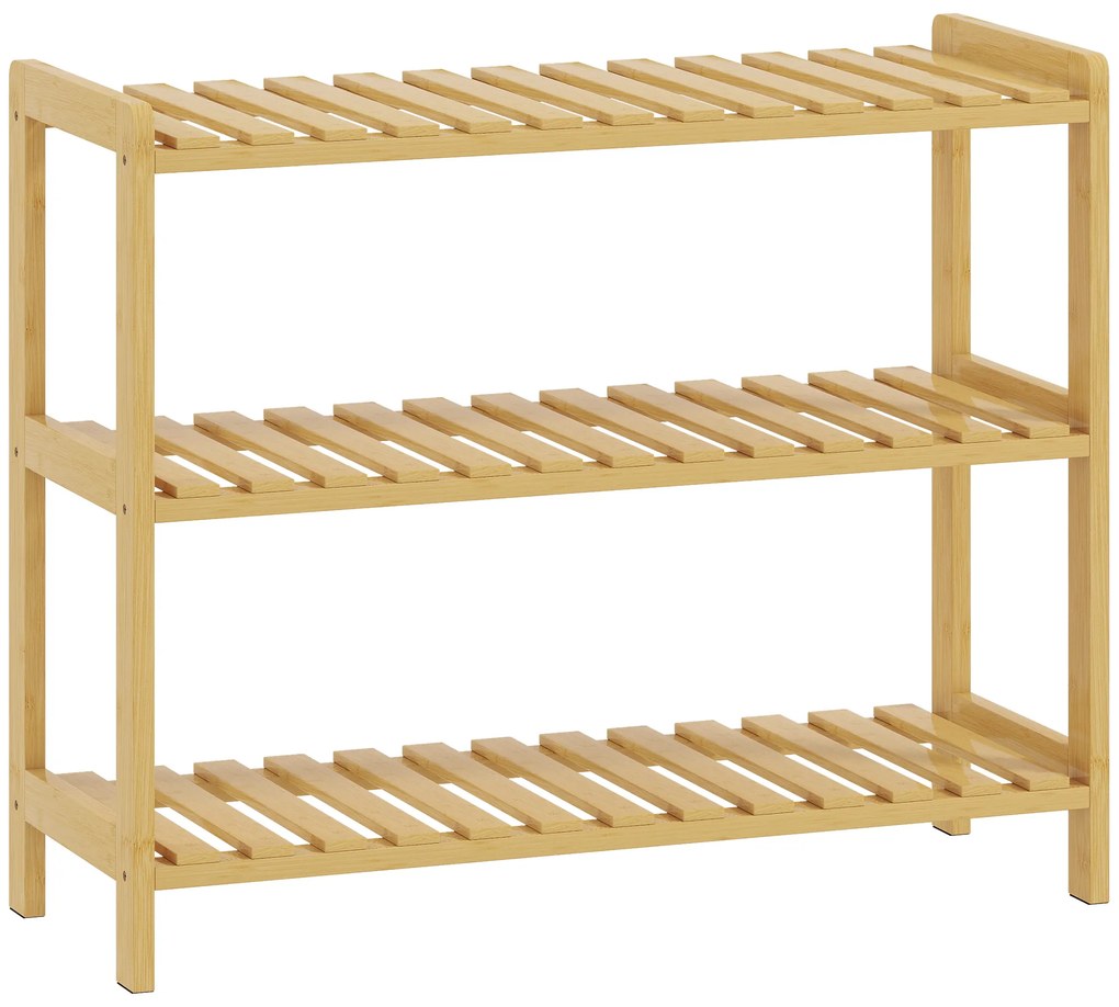 HOMCOM Etajeră din bambus cu 3 niveluri pentru pantofi pentru 9 perechi pentru antreu hol 70x26x57,5 cm natural | Aosom Romania