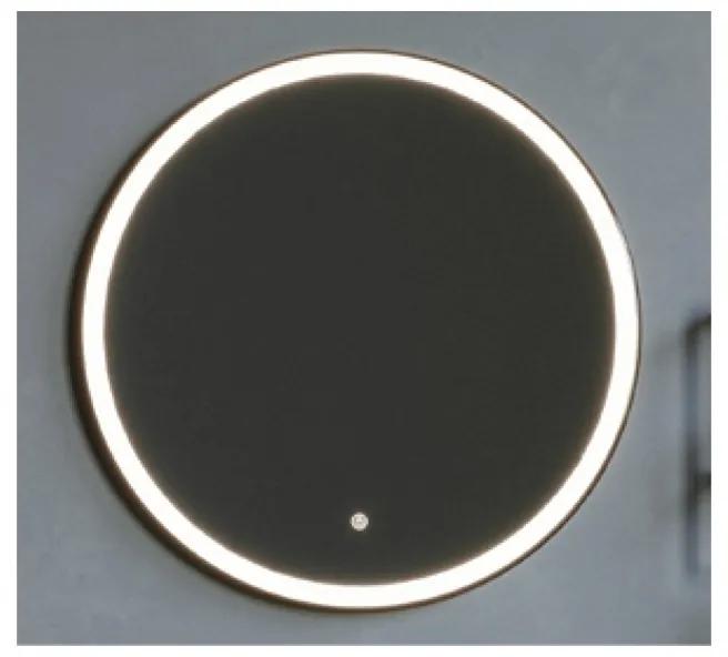 Oglinda rotunda 60 cm cu rama neagra, iluminare LED si dezaburire, Fluminia, Ando 600 mm