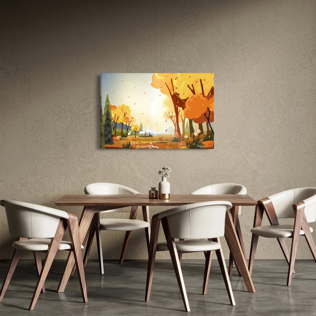 Tablou - Peisaj de toamnă, ilustrație (90x60 cm)