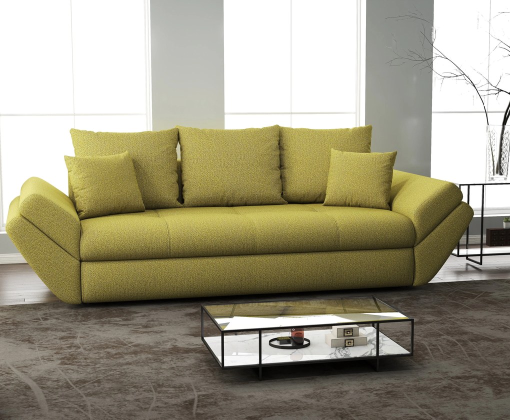 Canapea extensibilă dumonde cu ladă de depozitare si sezut confortabil din spuma high-density, Loana Enjoy Green 250x100 cm