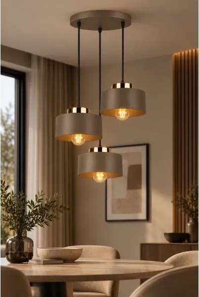 Candelabru suspendat pe cablu IGNIA 3xE27/60W/230V maro/auriu
