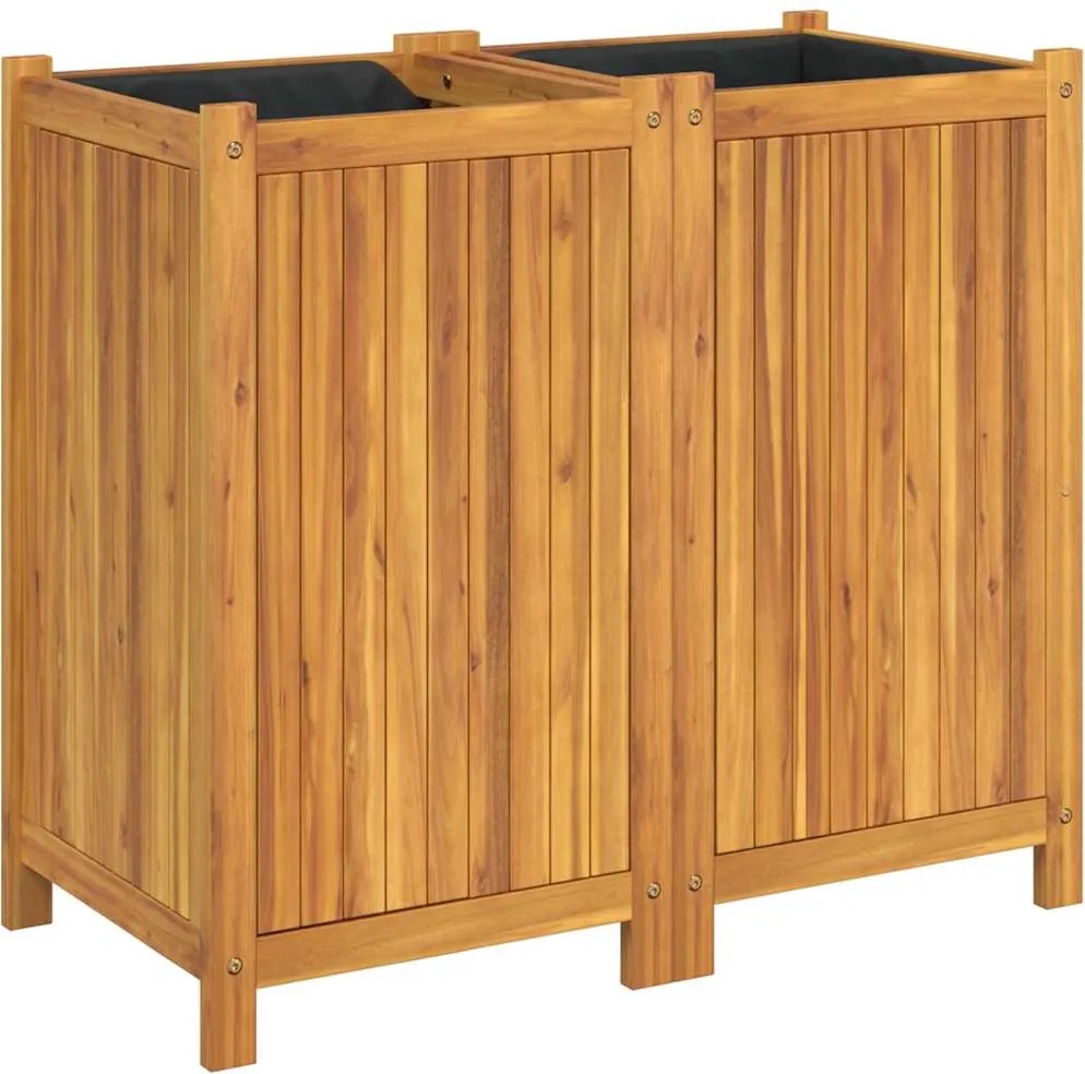 vidaXL Jardinieră de grădină cu căptușeală, 84x42x75 cm, lemn acacia