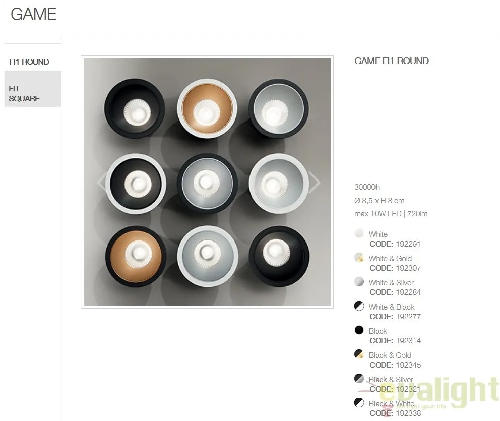 Spot LED incastrabil design modern GAME FI1 ROUND alb / alb 192291