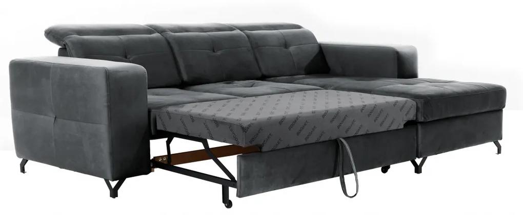 Canapea de colț dreapta cu funcție de dormit Belavio Mini Dreapta - Grafit Monolith 92