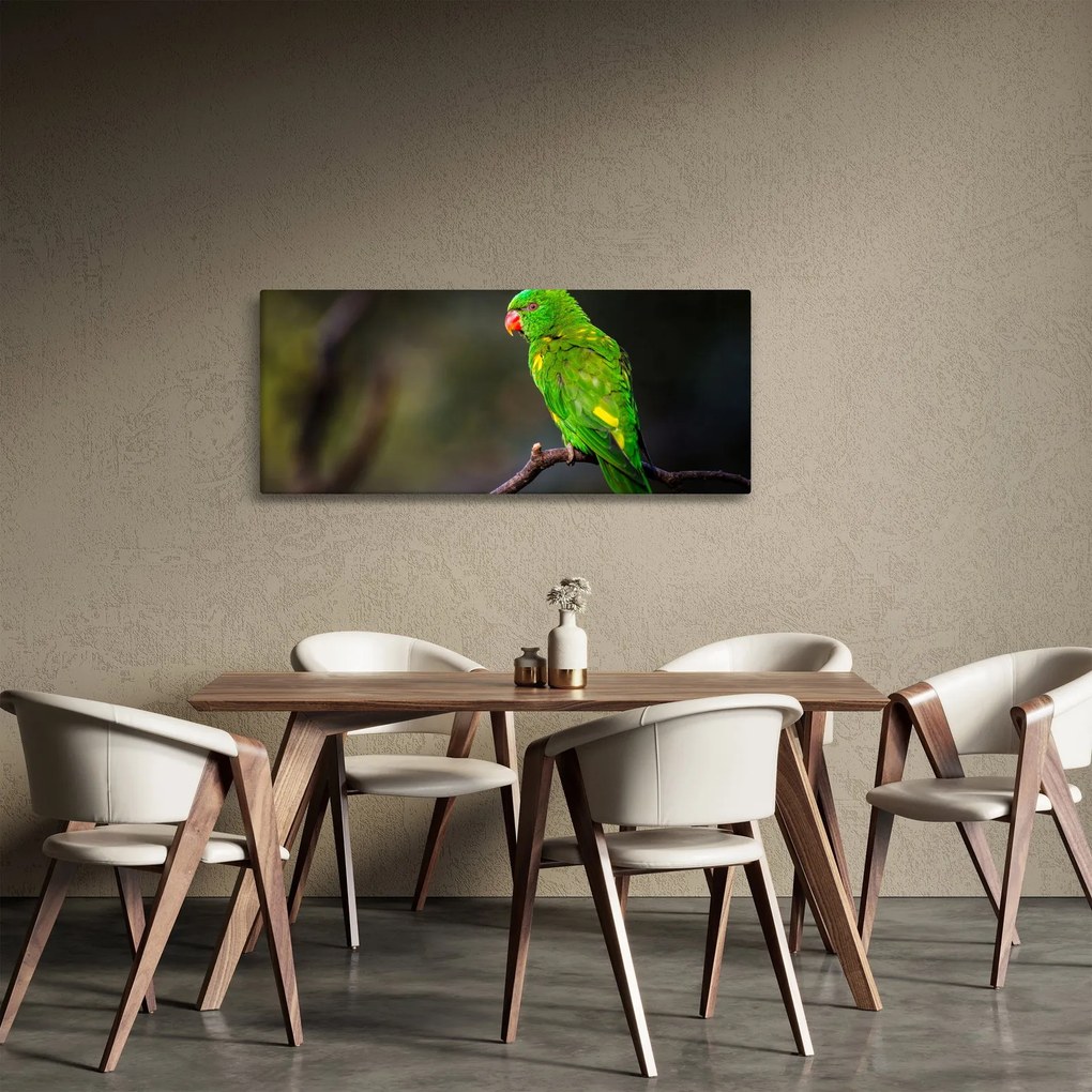 Tablou cu papagal pe greangă (120x50 cm)