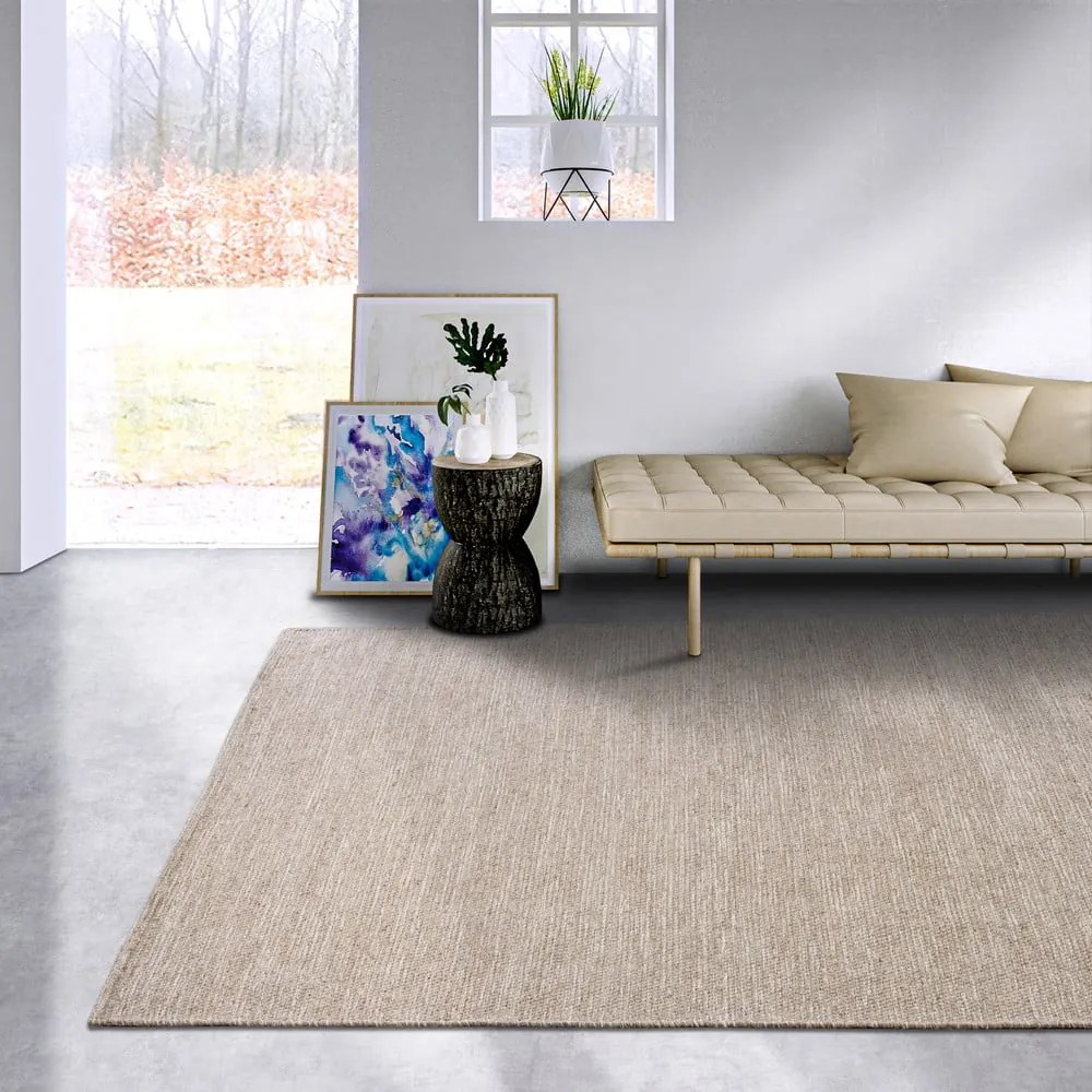 Covor bej țesut manual din amestesc de lână 190x280 cm Pradesh Linen White – Elle Decoration