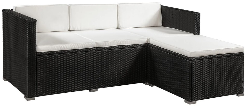 Juskys Set ratan de gradina Punta Cana M - perne negre/crem