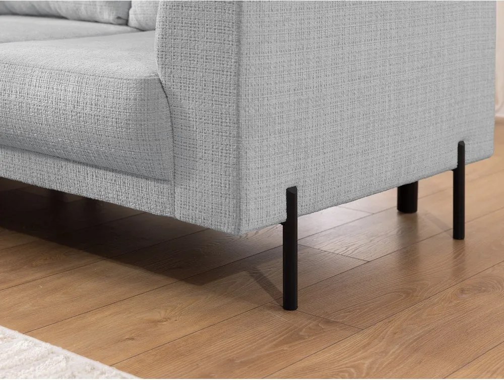 Colțar gri deschis cu tapițerie din chenille (cu colț pe partea stângă/în formă de ”L”) Mauris – Ropez