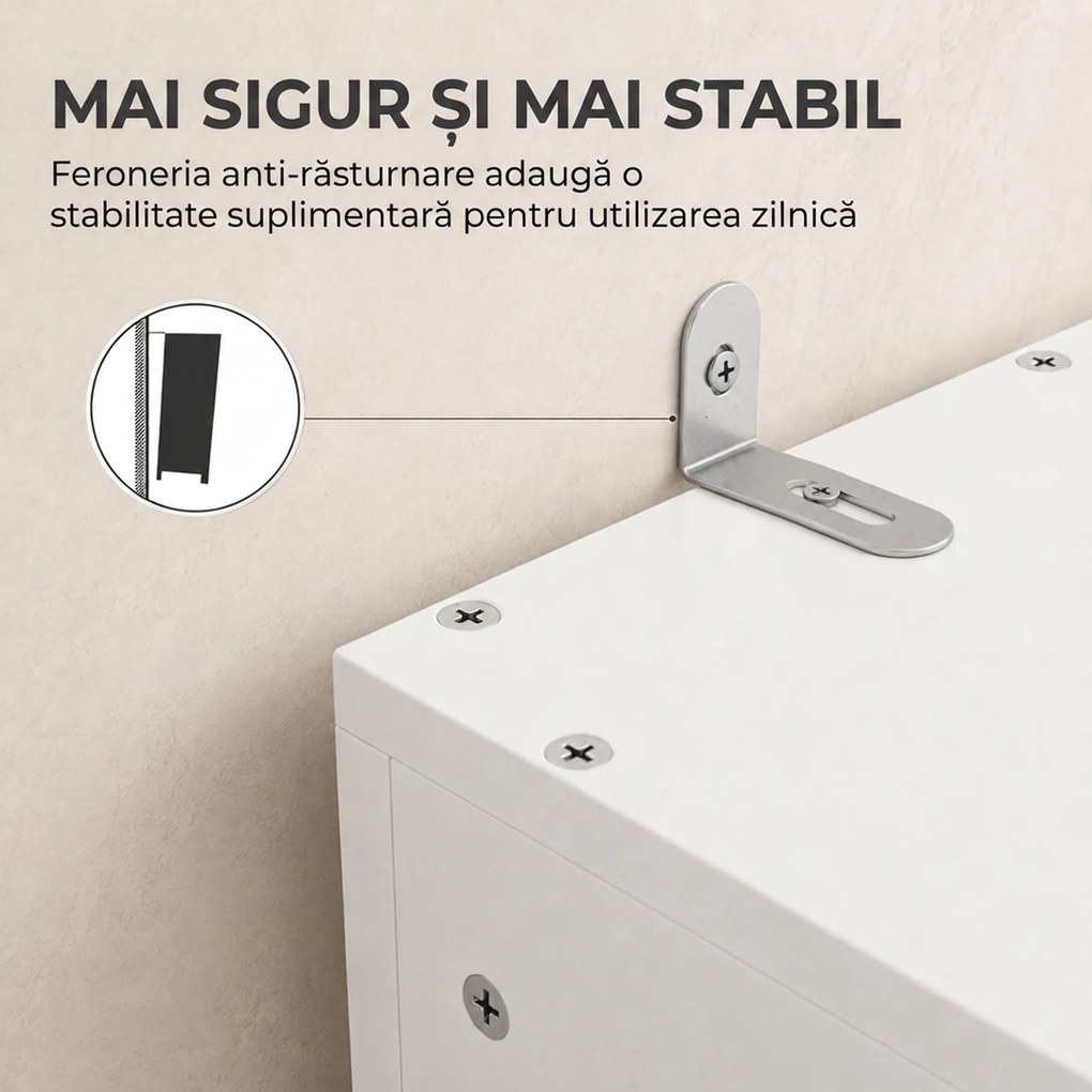HOMCOM Dulap Baie Slim cu Organizator Glisant pe Roți, Sertar și Raft Reglabil, MDF, 18 x 40 x 135 Cm, Alb | Aosom Romania