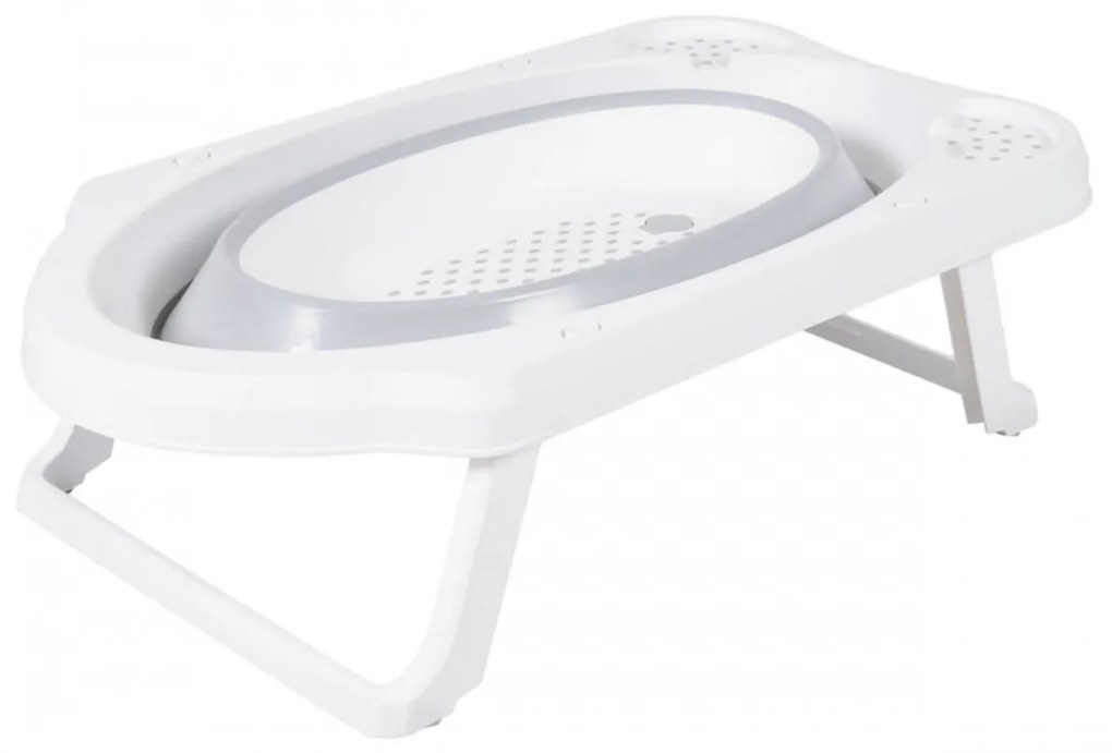 Cadita pliabila cu stender pentru bebelusi si copii NOVOKIDS™ Maoui Folding Tub, Baita bebe, Forma ergonomica, Dimensiuni 84x48x23 cm, Supapa