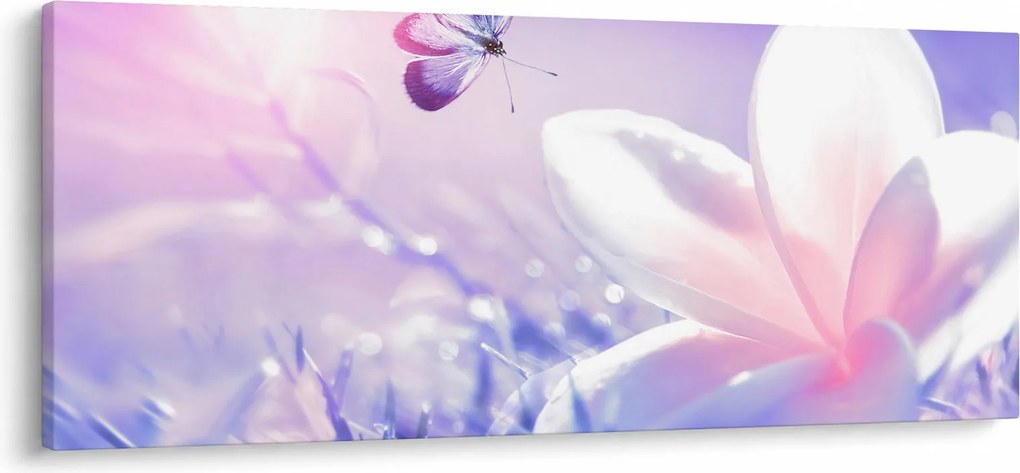 Tablou - Fluture lângă floare (120x50 cm)