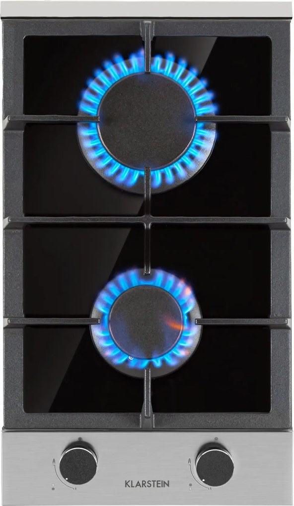 Klarstein Alchemist Domino, plită pe gaz, 2 arzătoare din aluminiu, ceramică din sticlă