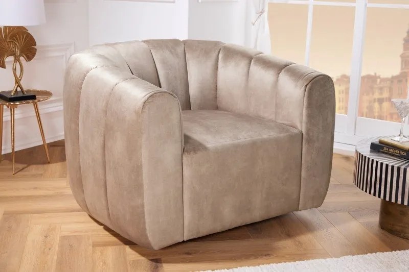 Fotoliu pivotant design elegant Babylon, champagner greige