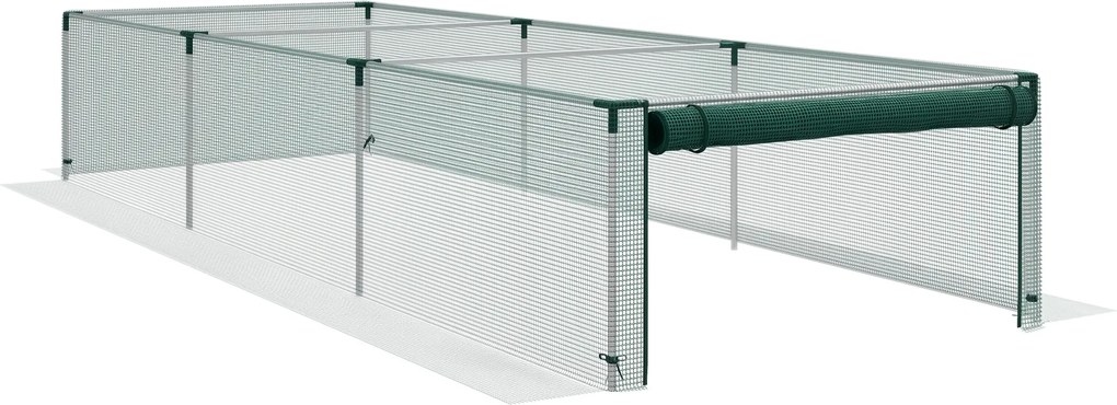 Outsunny Plasă de protecție pentru plante, protecție pentru legume, ușă cu fermoar, cadru din oțel, 125x125x62,5 cm, Grün/Silber | Aosom Romania