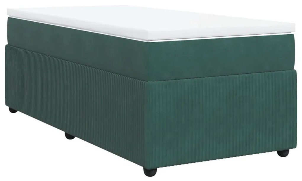 3285623 vidaXL Pat box spring cu saltea, verde închis, 100x200 cm, catifea