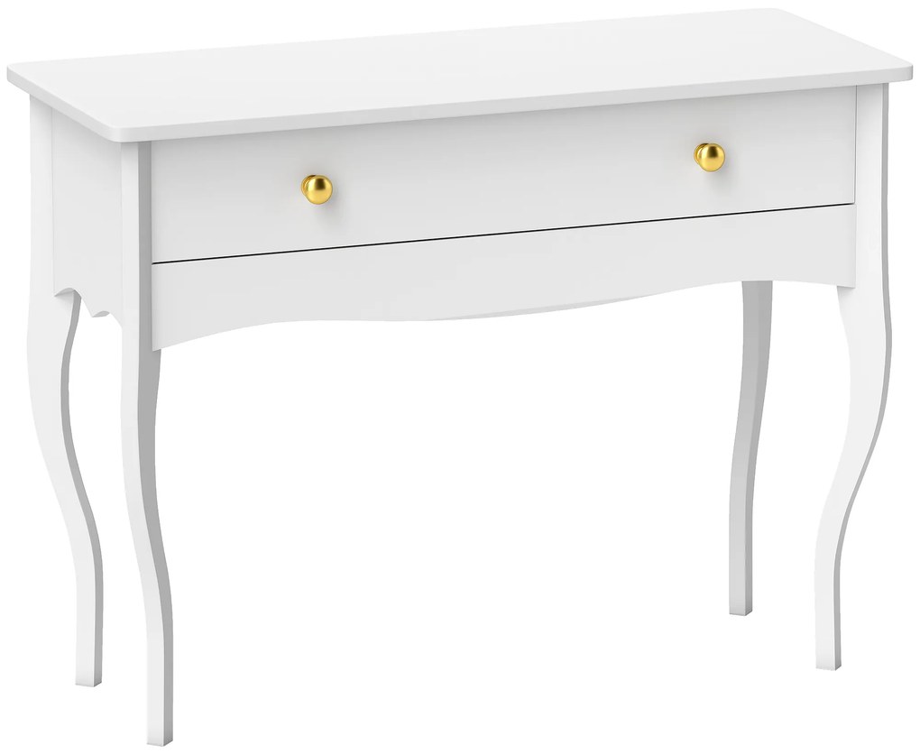 HOMCOM Masă de Toaletă Elegantă cu Sertar Spațios din Lemn Alb 100x40x74 cm | Aosom Romania