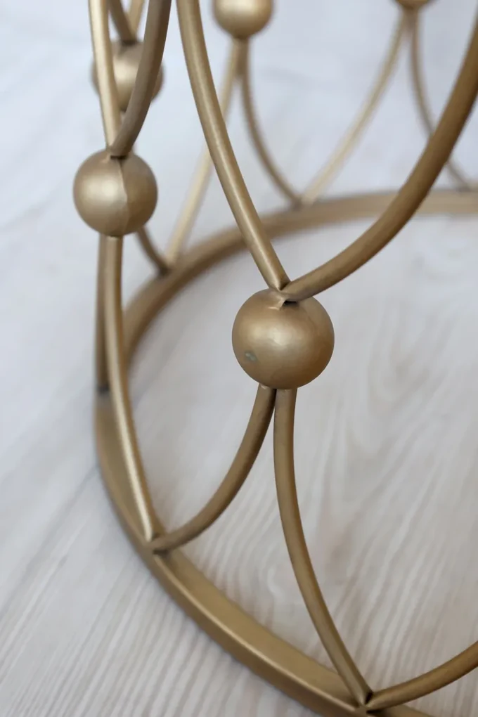 Masuta laterala, aurie, din metal si sticla, H55cm, Antique Brass