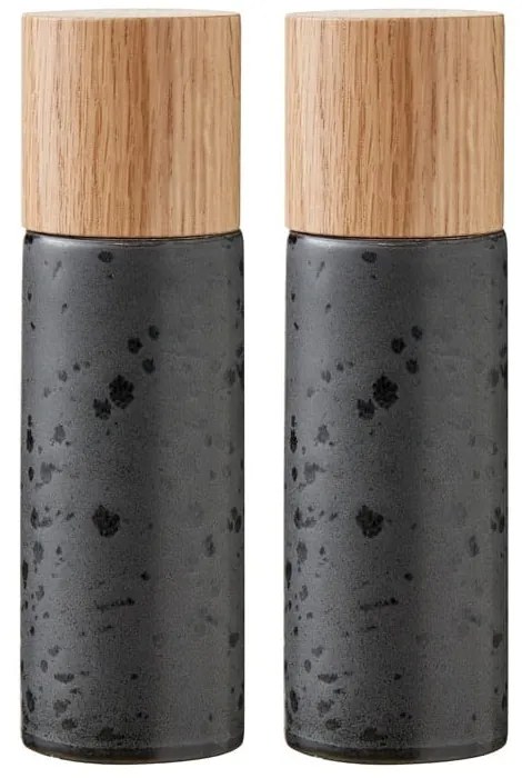 Set de râșnițe de sare și piper negru 2 buc. din ceramică Gastro Black – Bitz