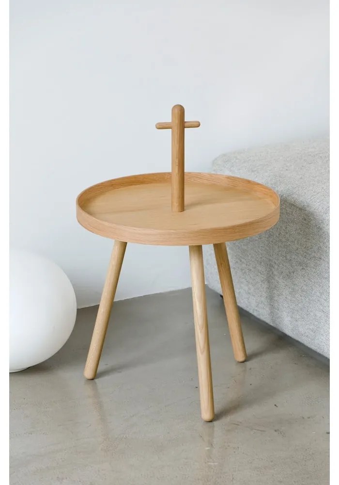 Măsuță auxiliară din lemn de stejar Wireworks Pick Me Up, ø 45 cm