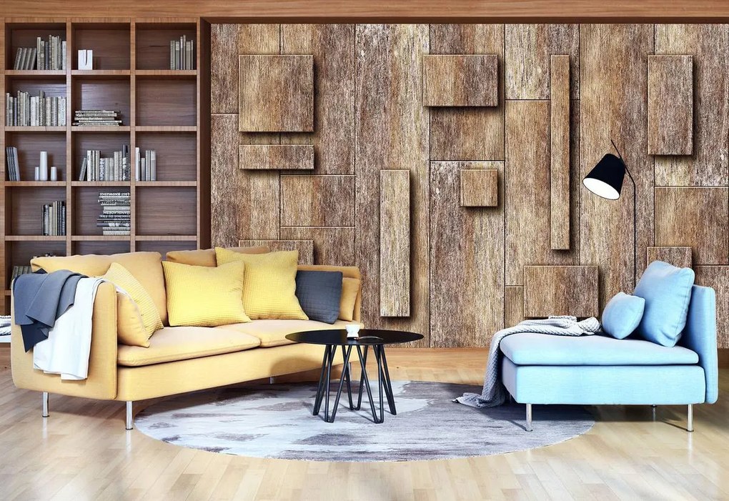 Fototapet - Scănduri din lemn și pătrate (152,5x104 cm), în 8 de alte dimensiuni noi