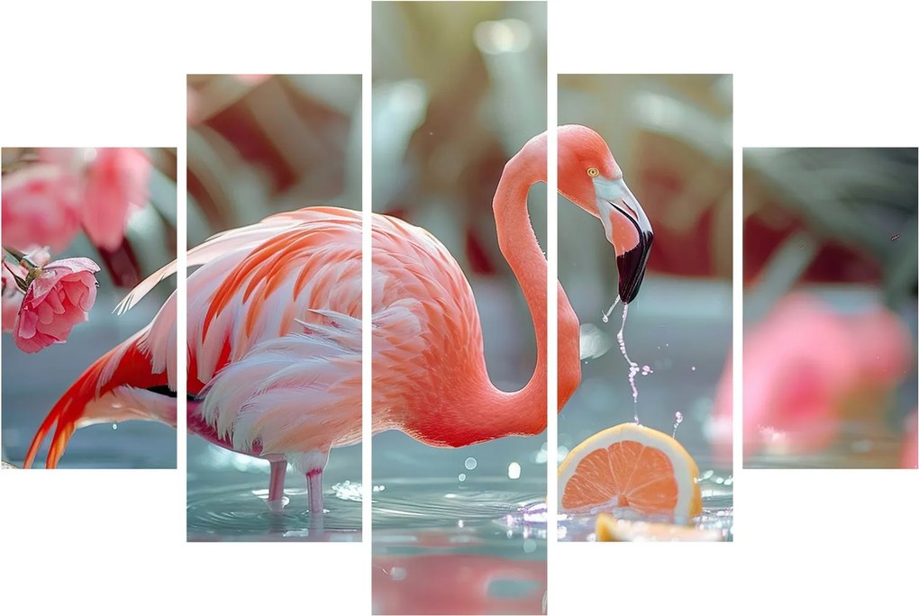 Tablou - Flamingo în iaz (150x105 cm)