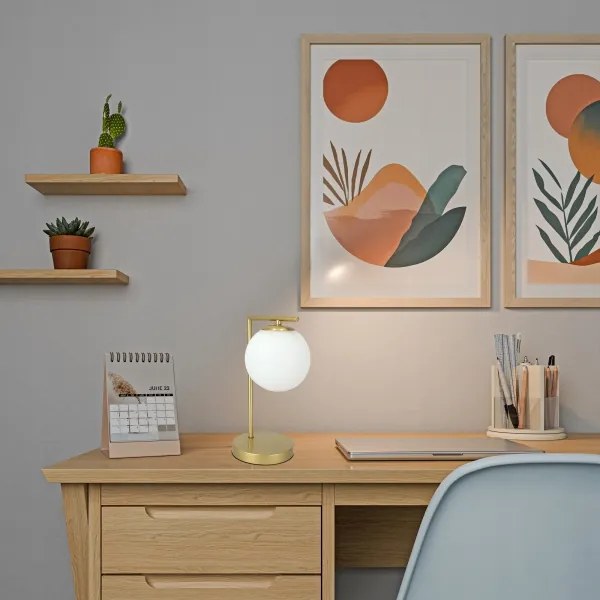 Lampă de masă 1x E27, 40 W, 230 V, auriu/alb