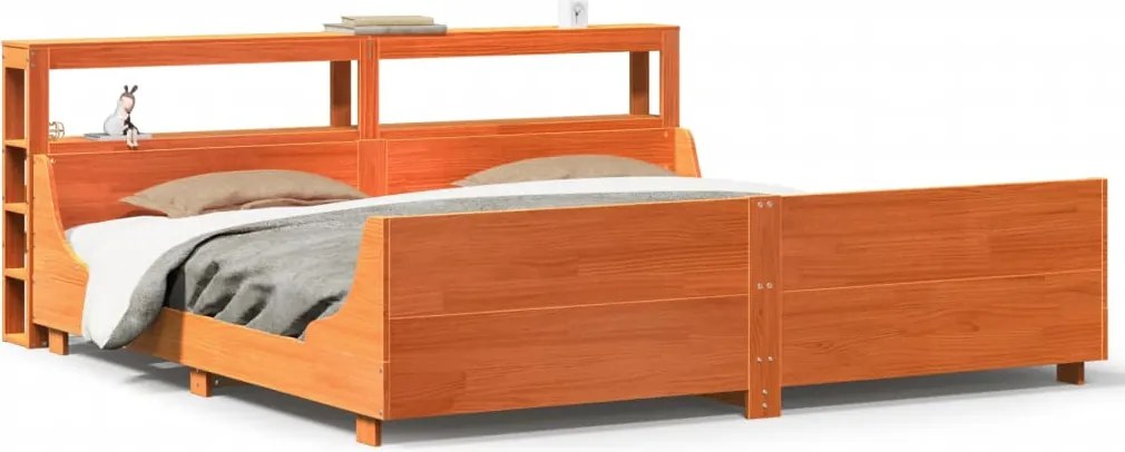 vidaXL Cadru de pat fără saltea, maro ceruit 180x200 cm lemn masiv pin