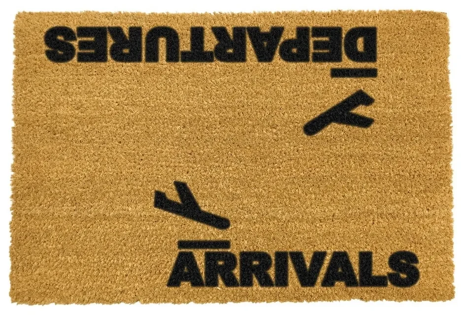 Covoraș intrare din fibre de cocos Artsy Doormats Arrivals and Departures, 40 x 60 cm