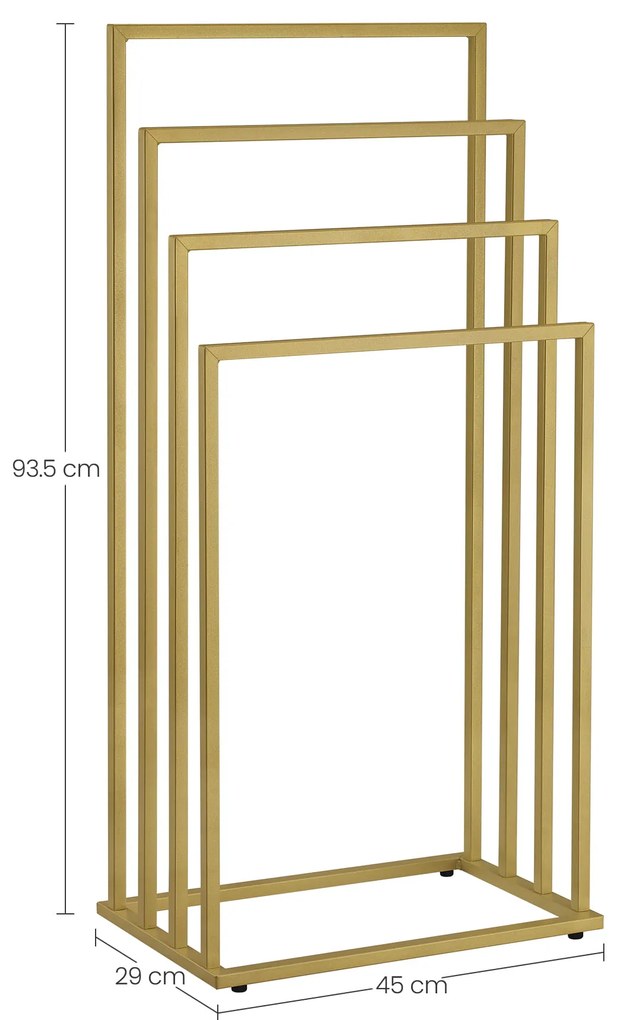 Suport pentru prosoape LINESTRO metalic cu 4 brate 93x45cm, auriu