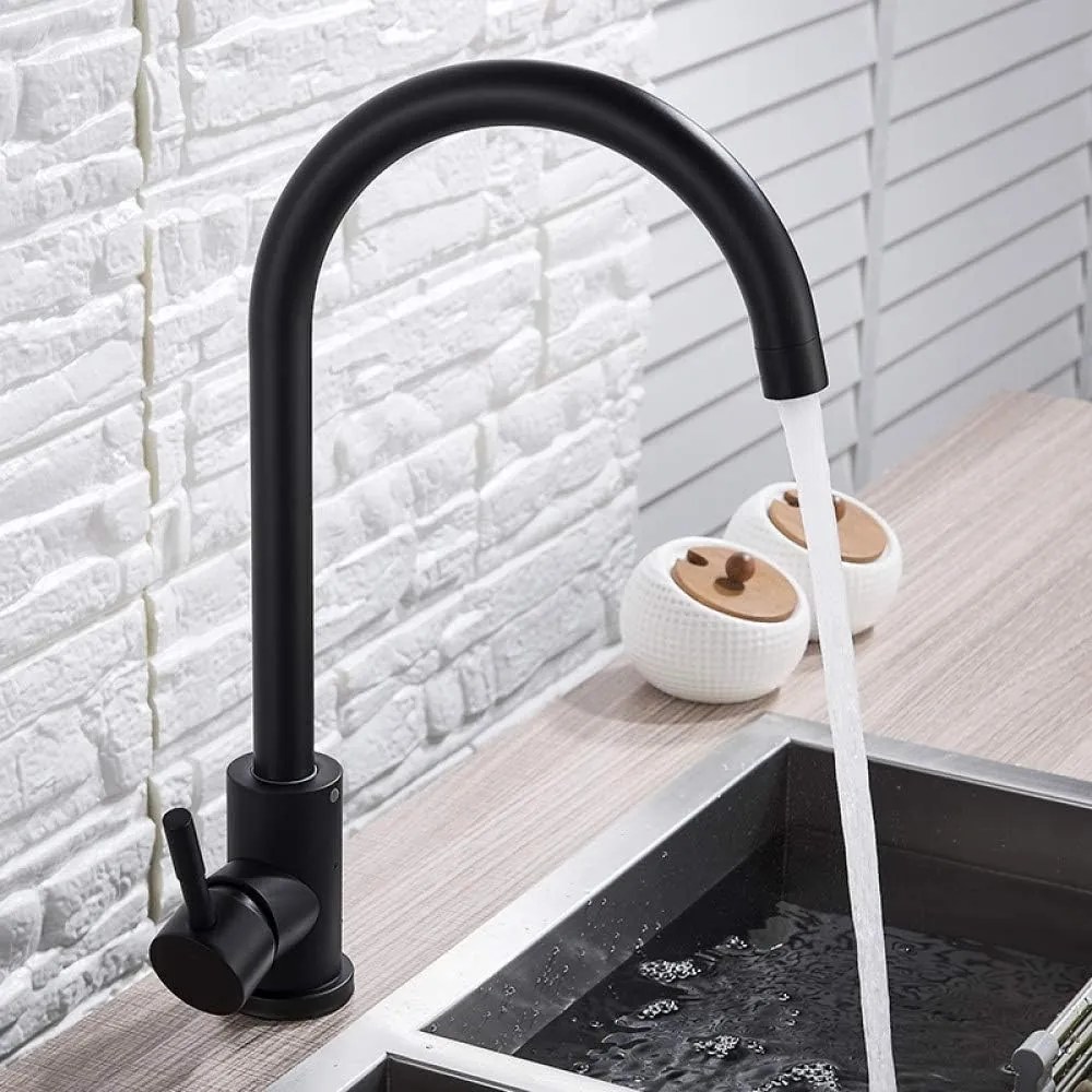 Baterie de Bucătărie Negru, Model HS001 – Design Modern și Durabil pentru Bucătăria Ta