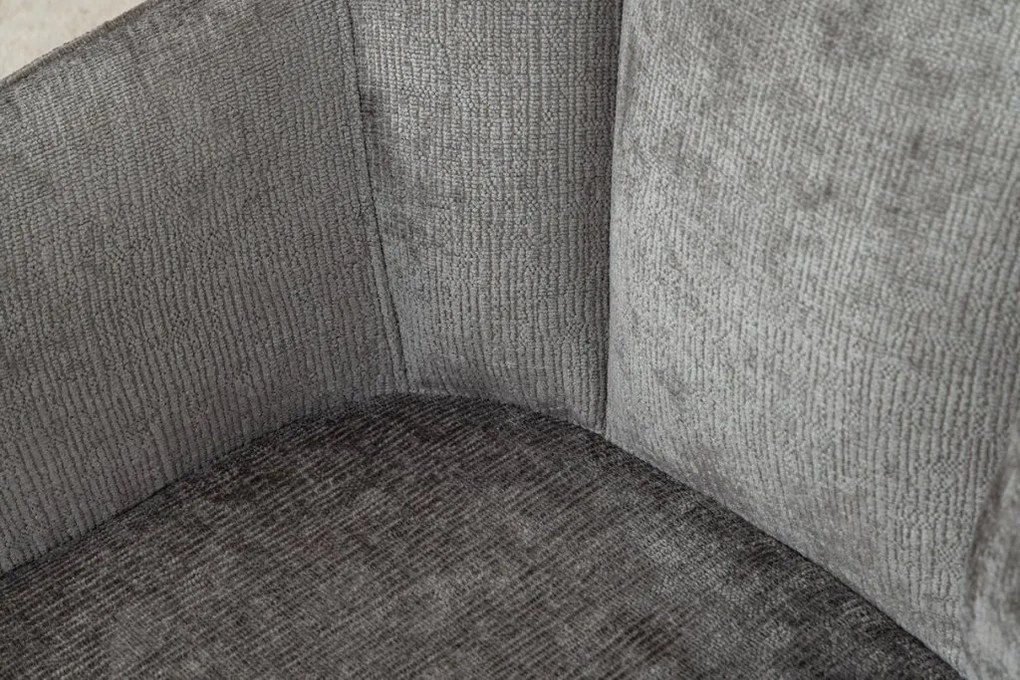 Set de 2 scaune pivotante, Metal Negru, Chenille Gri, AVIGNON A-46469 VC