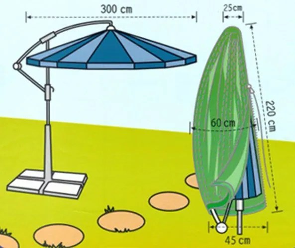 Husa de umbrelă cu un diametru până la 3 m - verde