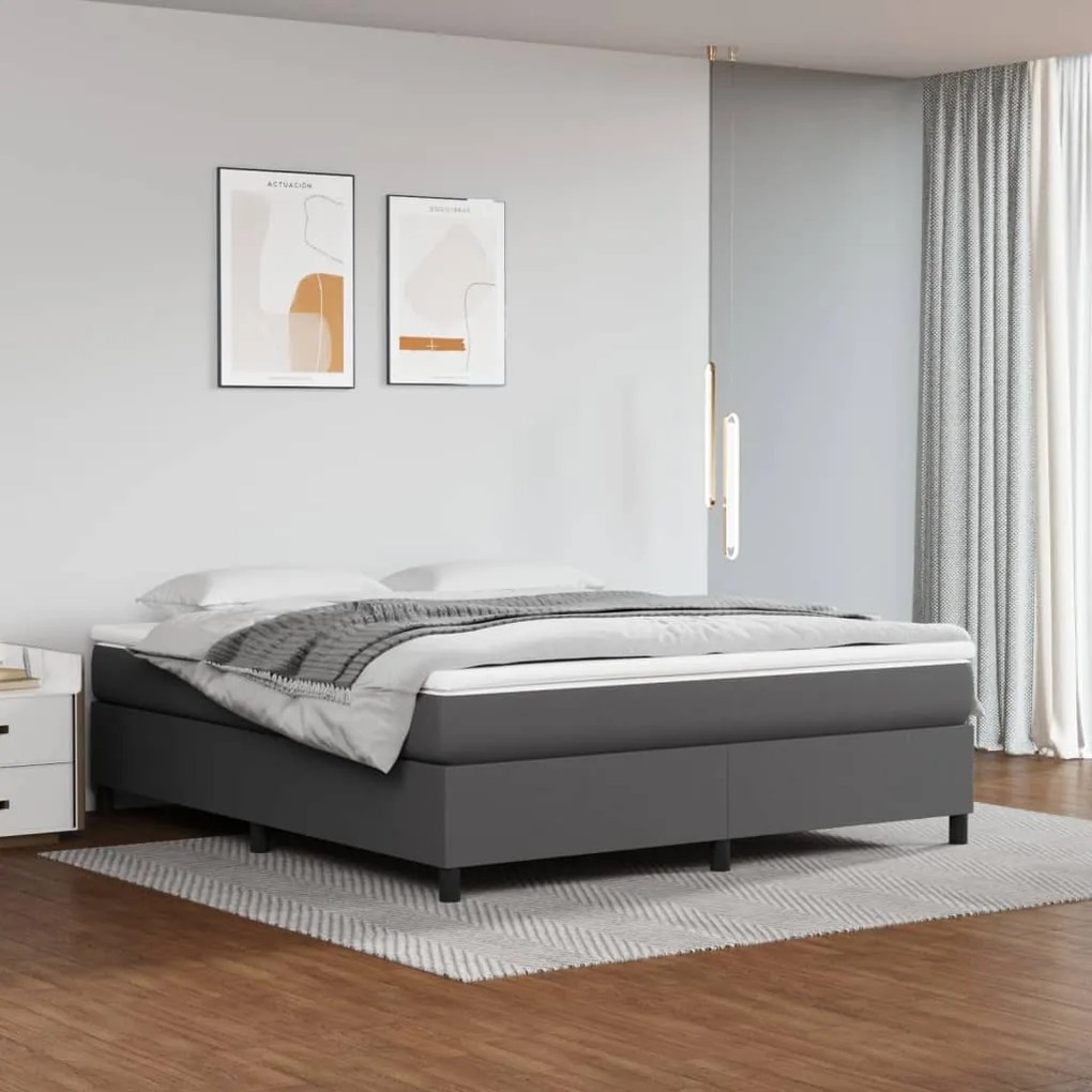 3121063 vidaXL Cadru de pat, gri, 180x200 cm, piele ecologică