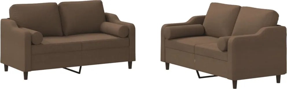 vidaXL Set de canapele cu perne, 2 piese, maro, textil