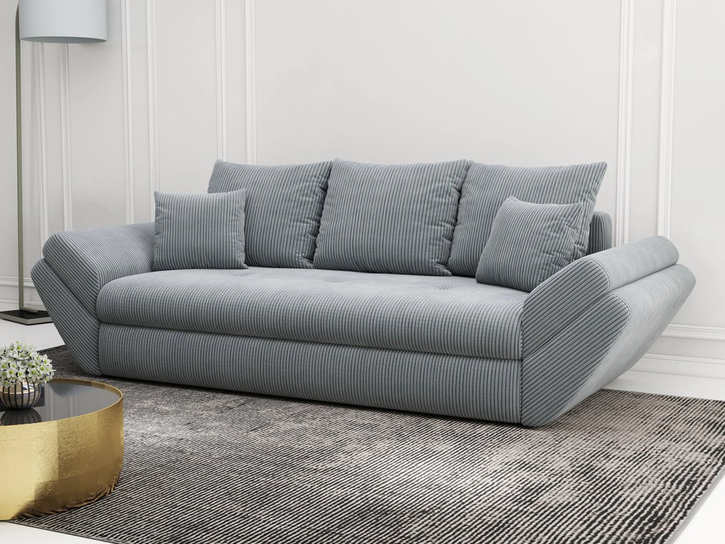 Canapea extensibilă dumonde cu ladă de depozitare si sezut confortabil din spuma high-density, Loana Zoom Grey 250x100 cm