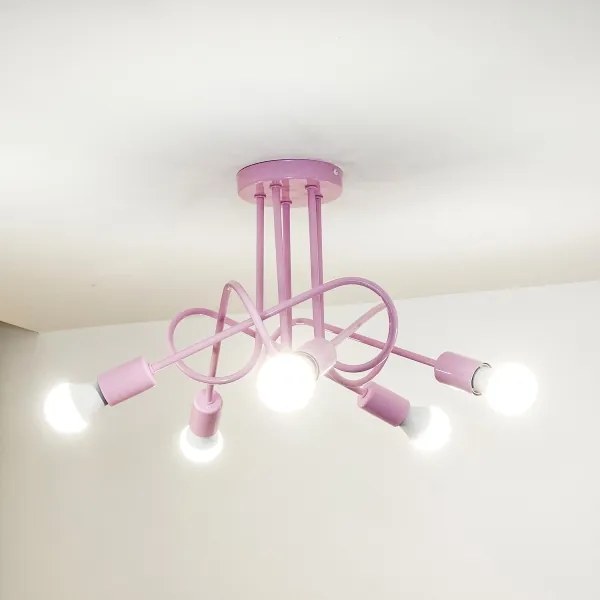 Lustră aplicată OXFORD 5xE27/15W/230V roz