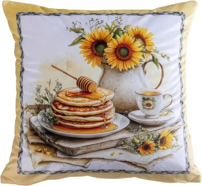 decoDoma Set de 3 fețe pernuțe SUNFLOWERS 45 x 45 cm