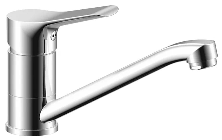 Baterie Bucatarie Sanobi Lotus, pipa medie, Argintiu, cartus ceramic D 35 mm