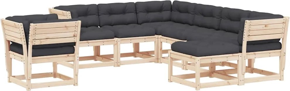 vidaXL Set mobilier de grădină cu perne, 8 piese, lemn masiv de pin