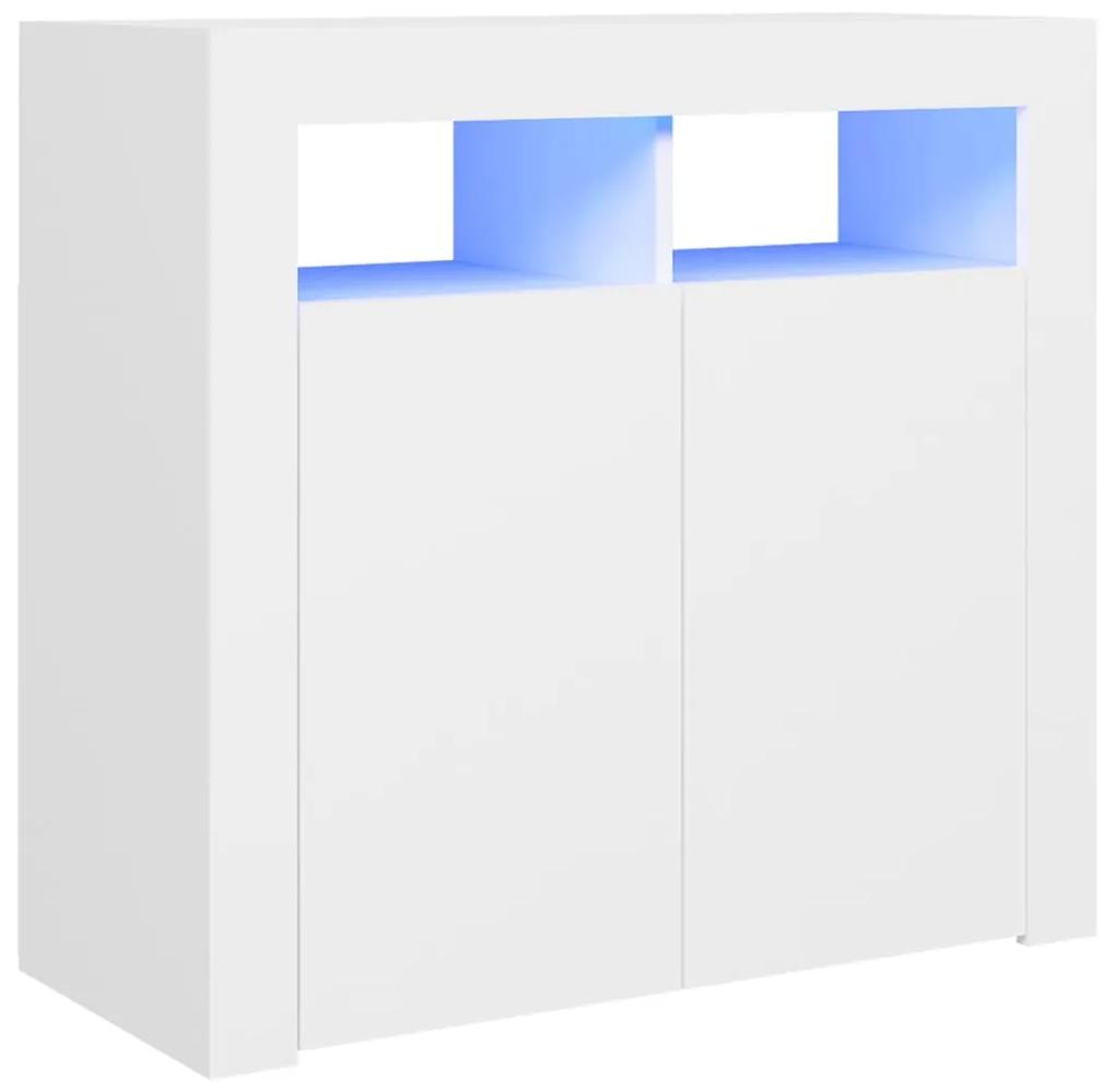 Servanta cu lumini LED, alb, 80x35x75 cm 1, Alb, 80 x 35 x 75 cm