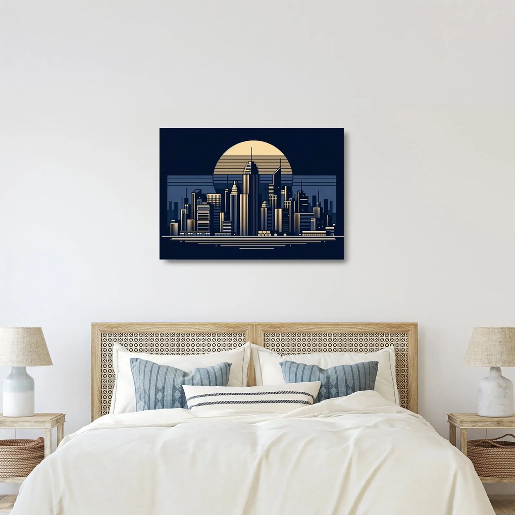 Tablou pe sticlă – Oraș geometric (70x50 cm)