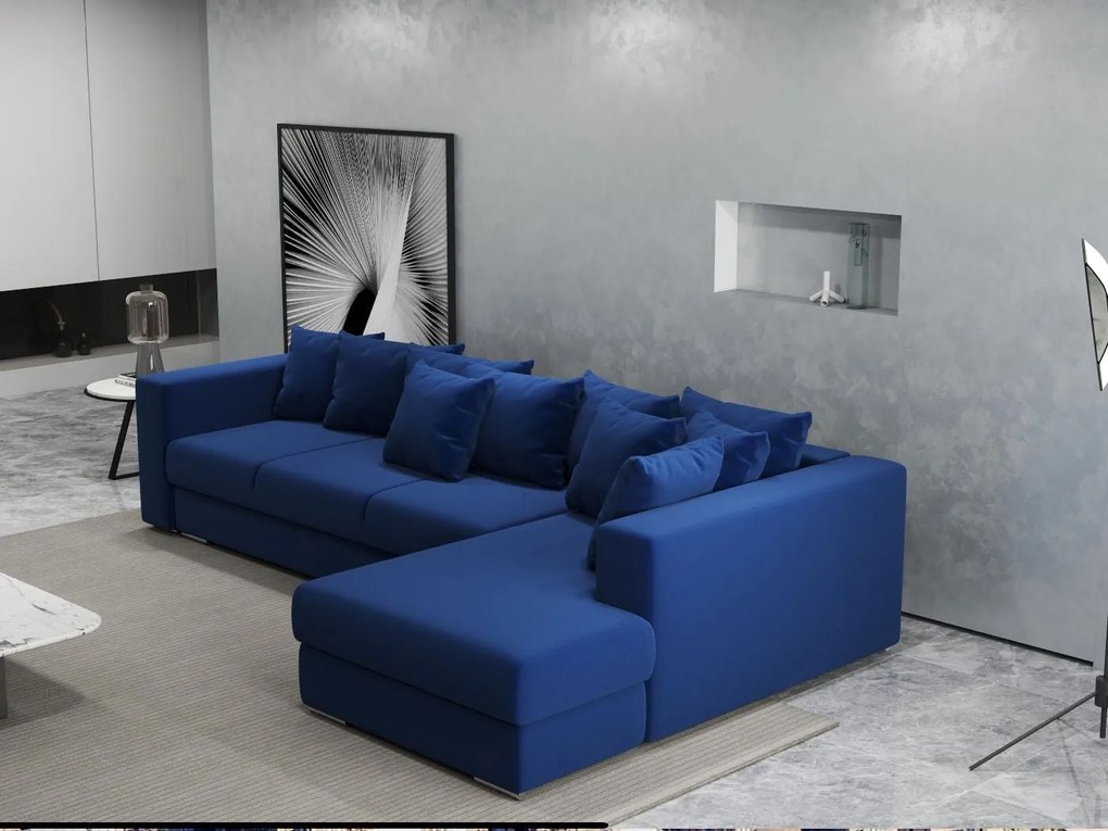 Colțar extensibil dumonde cu ladă de depozitare si sezut confortabil din spuma high-density, Gloria Royal Blue II 320x183 cm