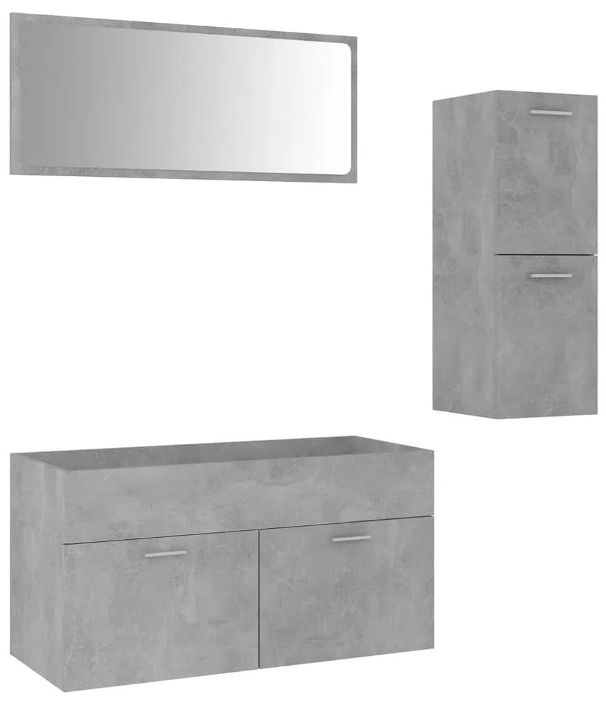 3071022 vidaXL Set mobilier de baie, gri beton, lemn prelucrat