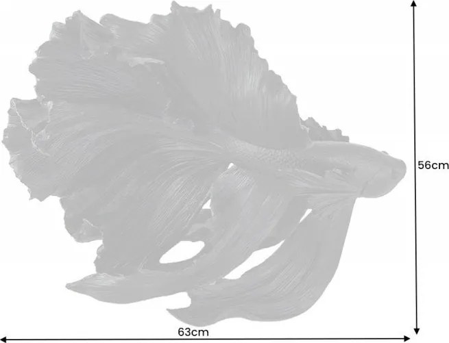 Statueta decorativa extravaganta Fisch Crowntail 65cm, negru