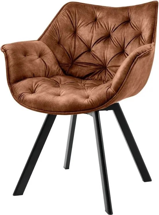 Set de 2 scaune pivotante The Dutch Comfort, catifea maro ruginiu