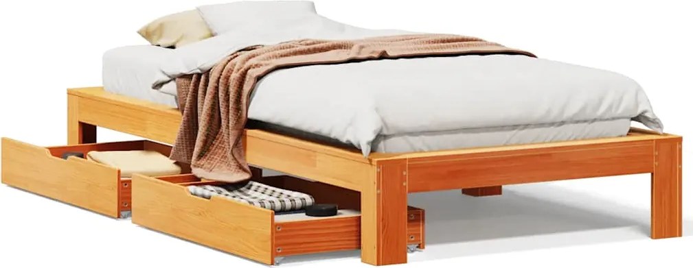 vidaXL Cadru pat fără saltea, maro ceruit, 90x190 cm, lemn masiv pin