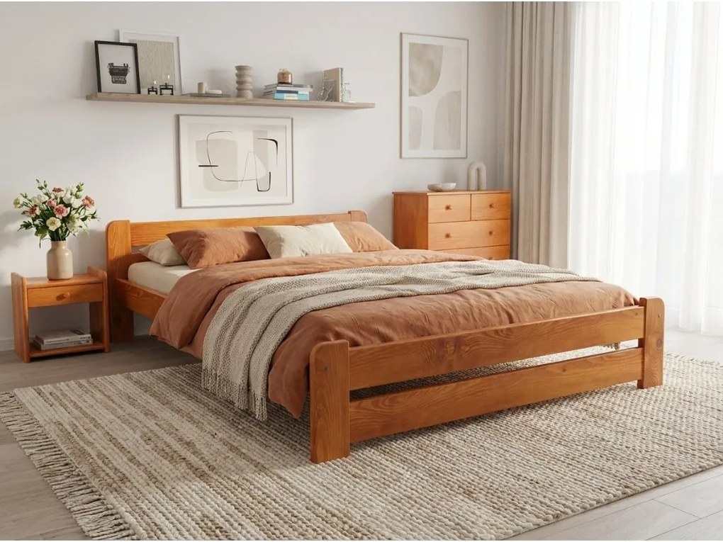 Pat Laura 120 x 200 cm, arin Saltele: Cu saltele Deluxe 10 cm, Somiera pat: Cu lamele drepte