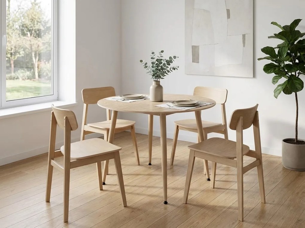 Masa rotunda de dining NELVO 90 cm, travertin/casmir