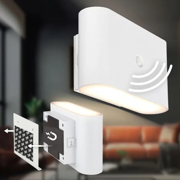 Briloner 3878016 - Aplică de perete LED reîncărcabilă cu senzor CHAT LED/3W/5V 2000 mAh albă